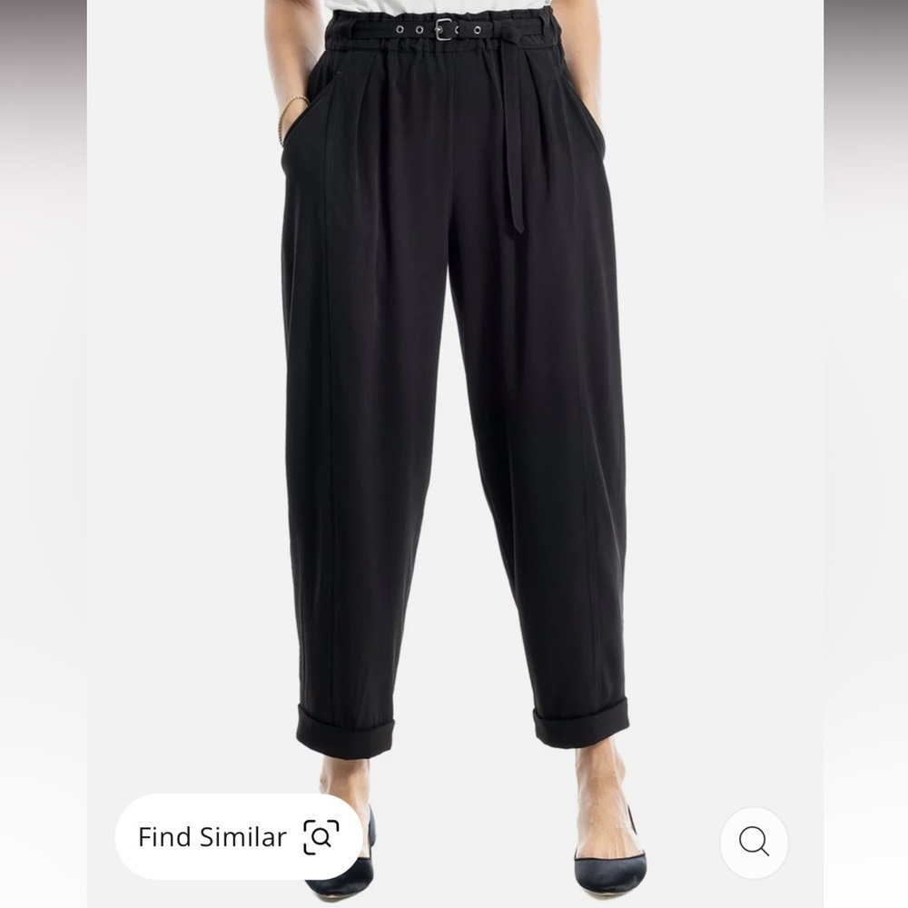 MAX STUDIO Easy Twill Belted Barrel Pants In Black